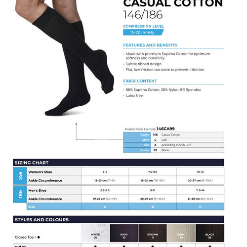 Sigvaris Casual Cotton Compression 15-20mmHg