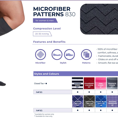 Microfiber Patterns 830 Compression Socks